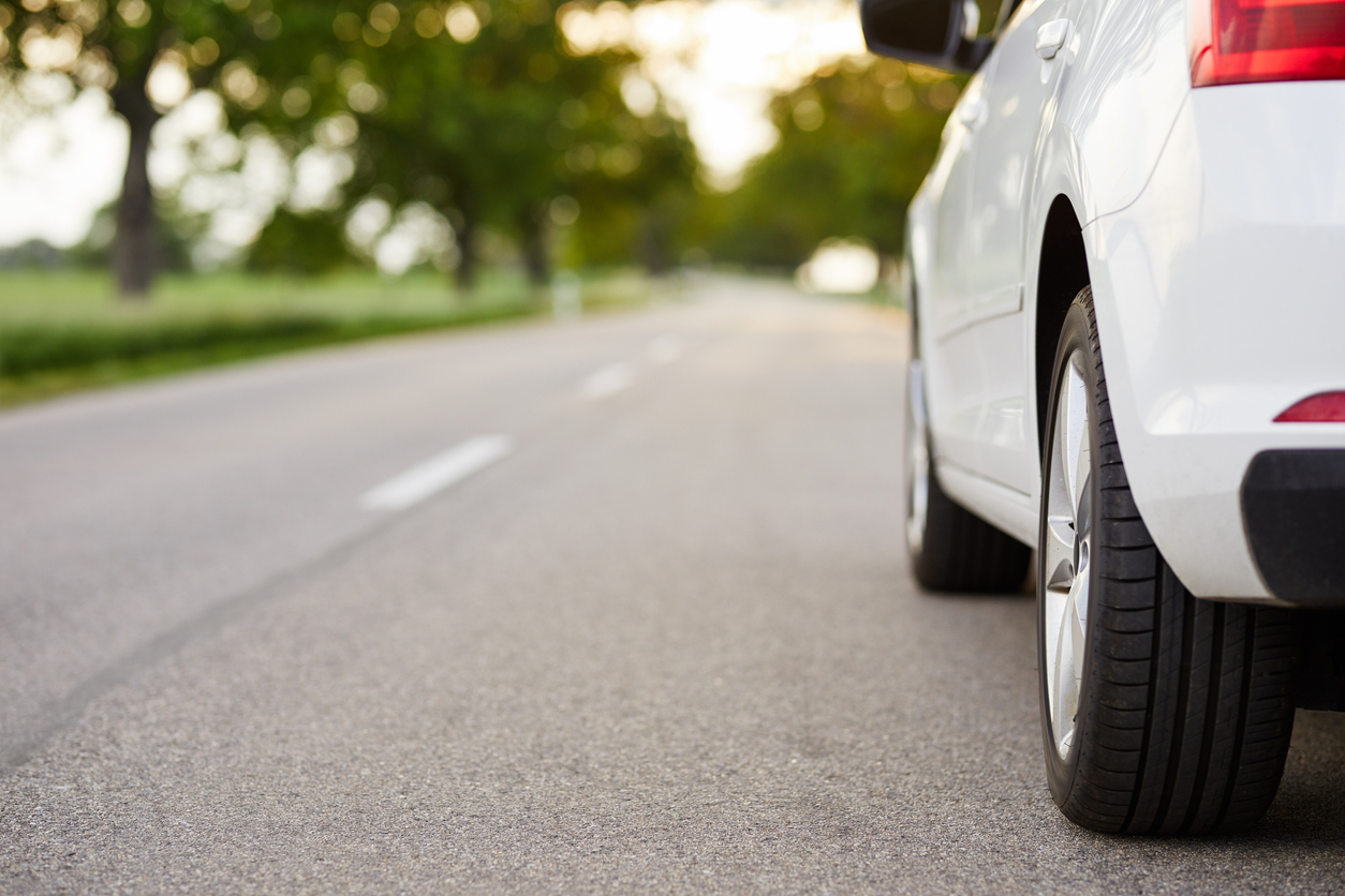 White car standing on the road